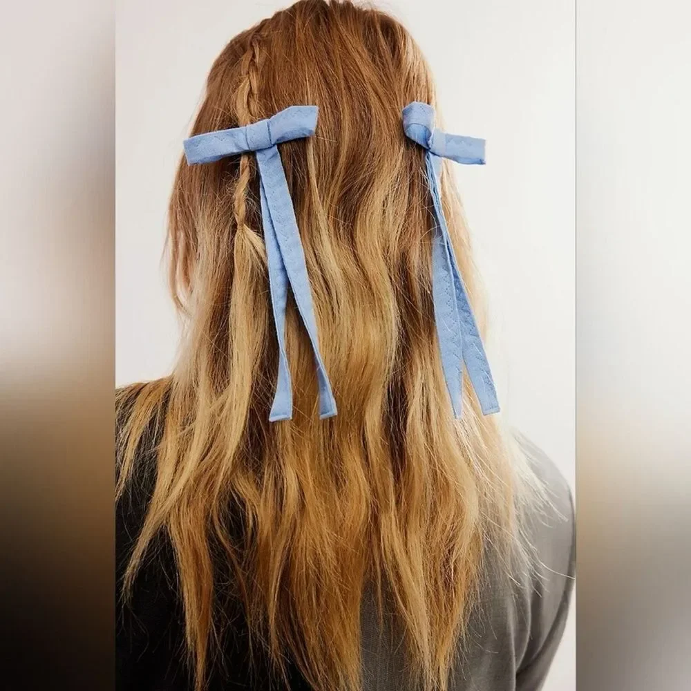 Free People Baby Blue Lovely Bow Set of 2 Hair Clip